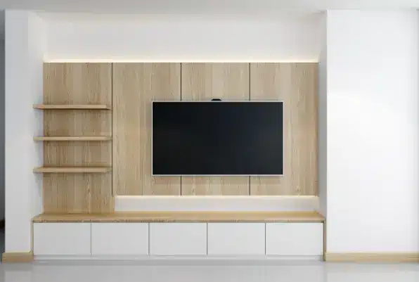 Transform Your Living Room with Stunning TV Panel Ideas. 3 TV panel model with LED makes the environment elegant and clean – Photo: Shutterstock