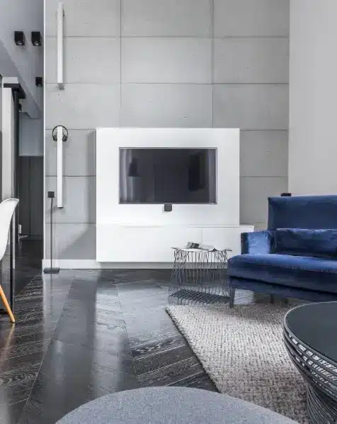 Transform Your Living Room with Stunning TV Panel Ideas. 8 White TV panel is versatile and matches various types of decor – Photo: Shutterstock