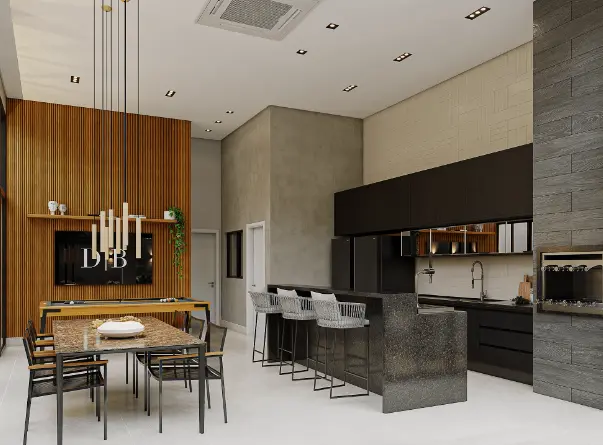 Ultimate Guide to Mastering Gourmet Barbecue Techniques. 1 Wall-mounted gourmet barbecue: in this timeless project, wood and natural stone textures stand out – Project: Rodrigo Baleeiro – Dbale Arquitetura