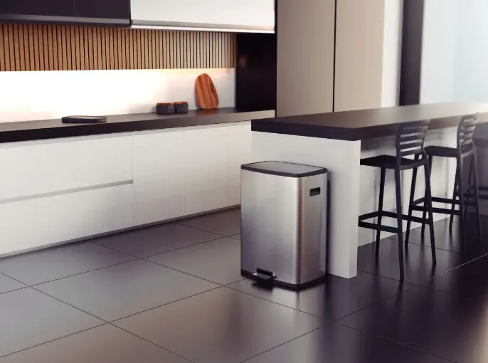 Tramontina Octos Trash Can in Stainless Steel with Removable Bucket and Pedal 45L – Photo: Tramontina