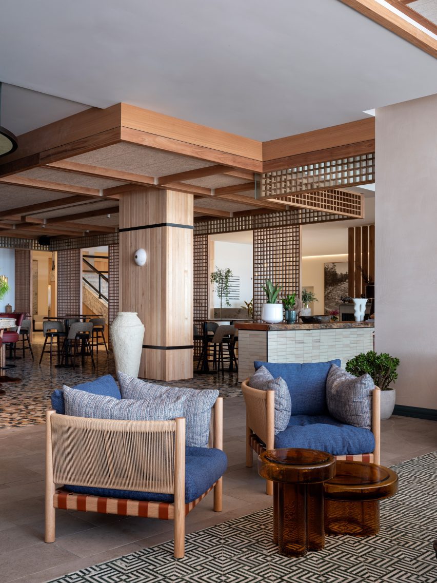 A series of lounge spaces lead off the bar