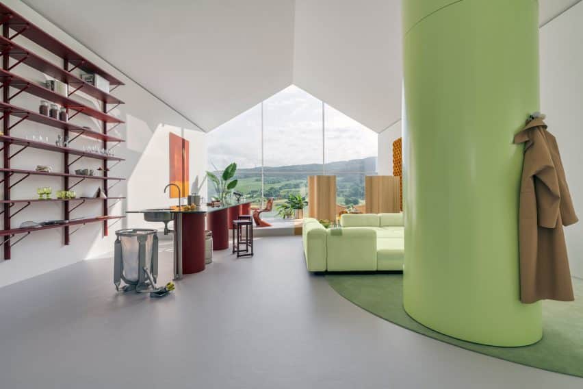 Sabine Marcelis Creates Color-Blocked Scenography for VitraHaus Loft 2 View of a vibrant living area in the VitraHaus loft created by Sabine Marcelis.