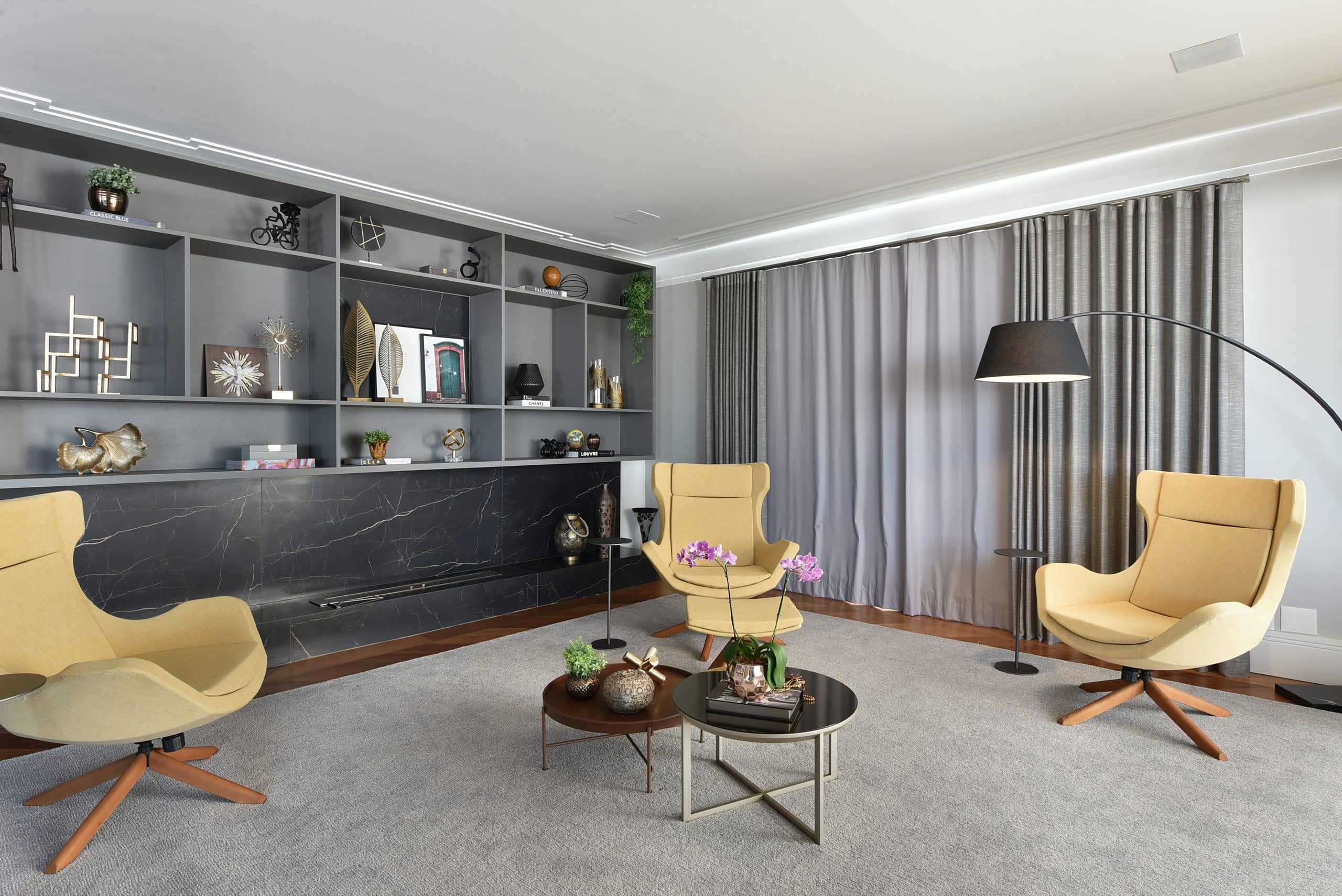 Living room with chairs and reading lamp