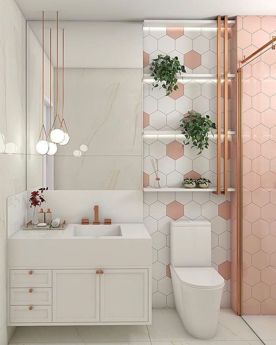 Bathroom in white and pink