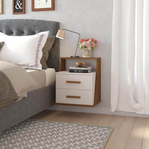 Wooden and white bedside table