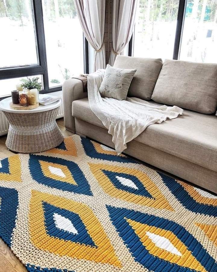 Vibrant Rugs That Transform Your Home Décor Effortlessly. 6 Light room with yellow and blue rug