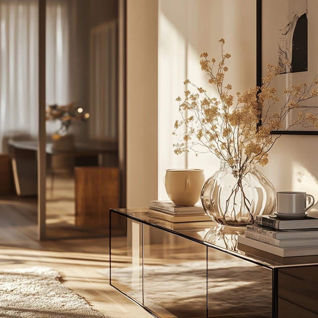 50 Ideas for Incorporating Glass Consoles into Your Home 6 Aparador de vidro: 50 ideias para decorar sua casa