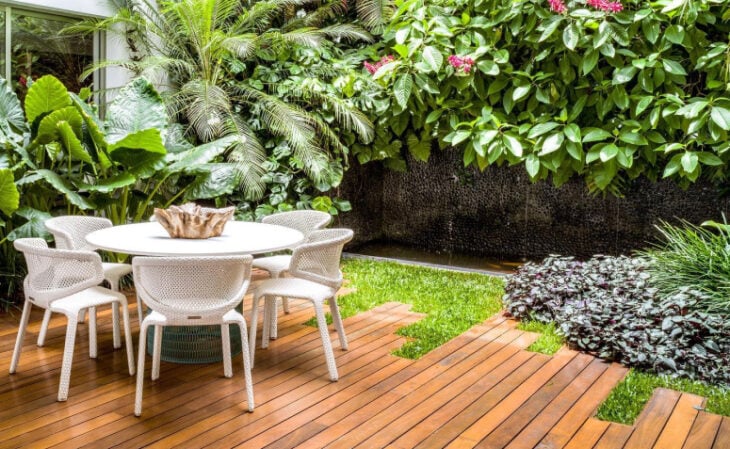 Imagem que mostra a relação entre plantas e água na arquitetura biofílica.