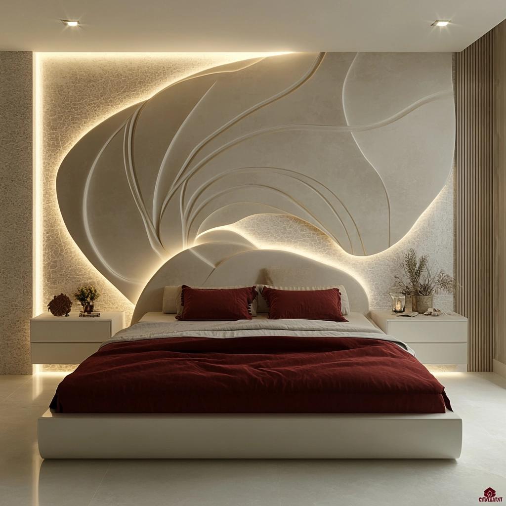 65 Stunning Gypsum Headboard Ideas for Your Bedroom 1 65 Ideias de Cabeceiras de Gesso Para Transformar Seu Quarto