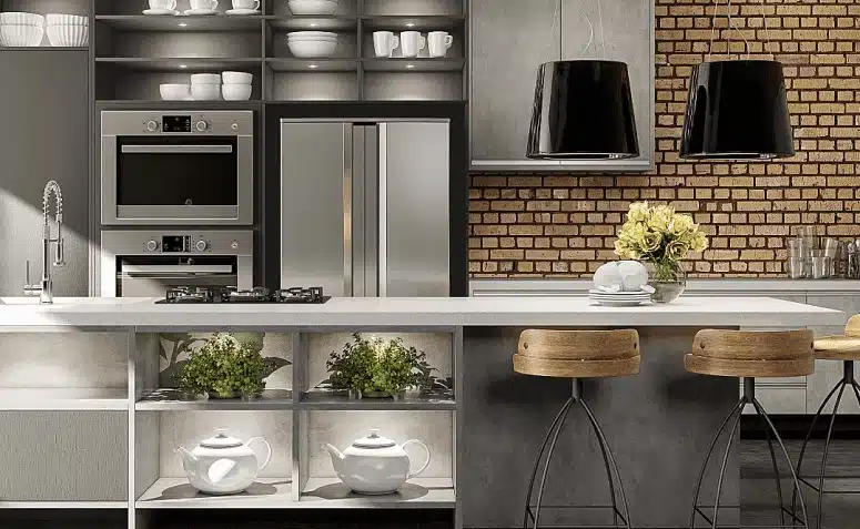 Uma cozinha estilo industrial é uma ótima pedida para quem curte esse tipo de decoração, ou quer dar uma modernizada no ambiente. Com bastante metal, cimento, madeira clara e azulejos metro white, as cozinhas em estilo industrial nunca saem de moda!