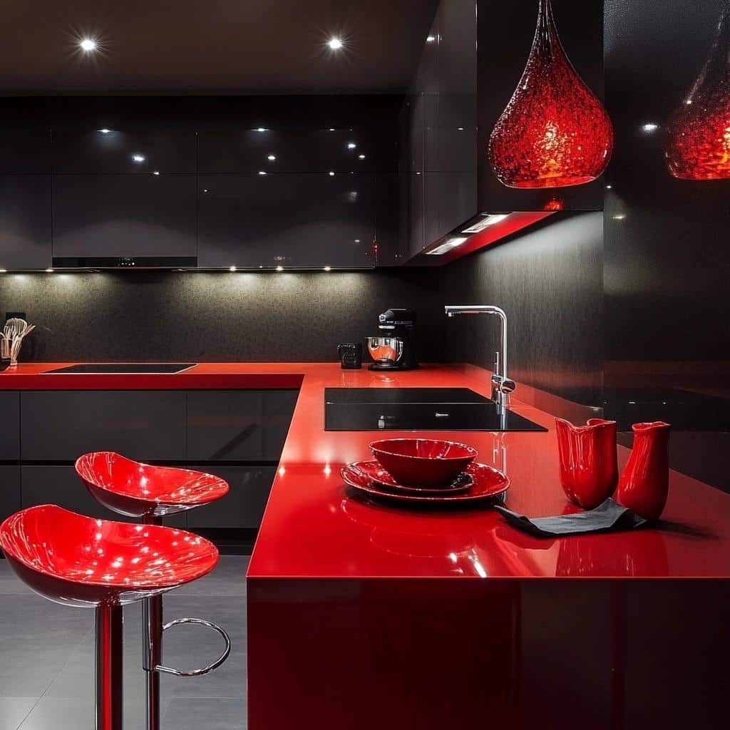 6 Formas Criativas de Decorar sua Cozinha Vermelha e Preta