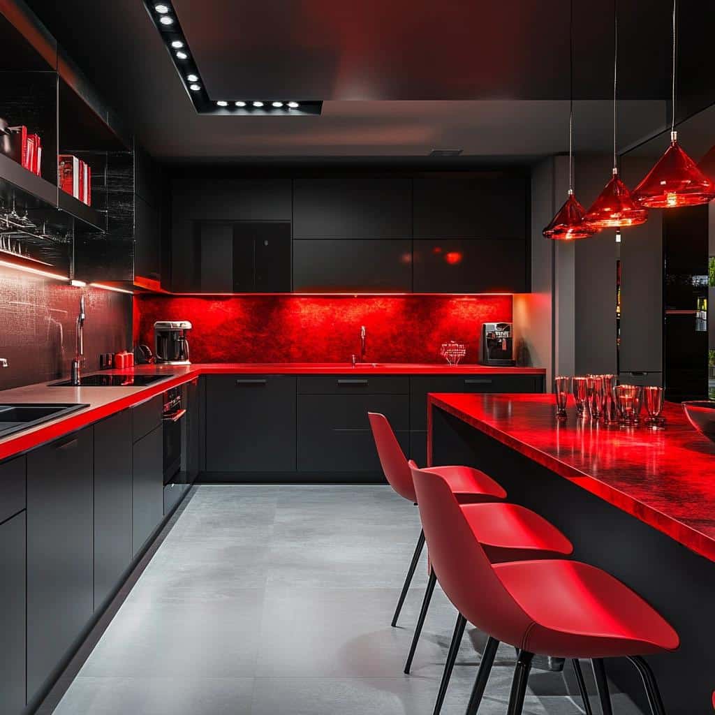 6 Formas Criativas de Decorar sua Cozinha Vermelha e Preta