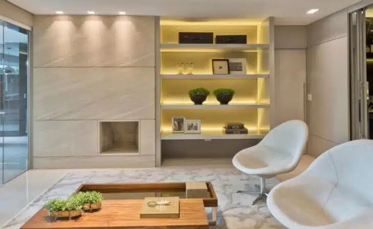 Uso de limestone em uma composição de ambientes.