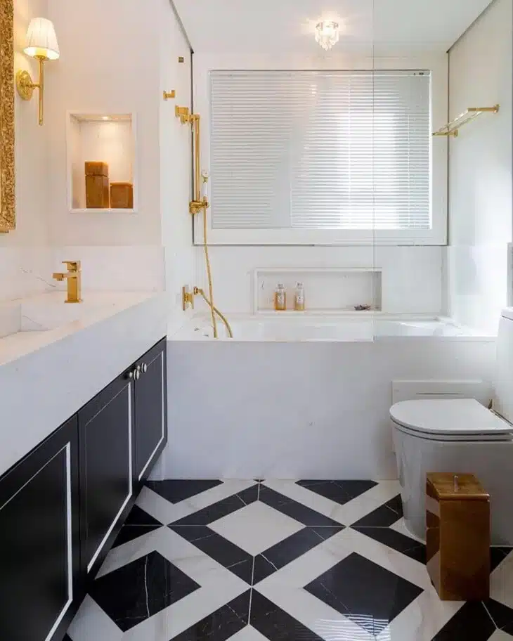 50 Striking Black and White Floor Designs for Your Space 9 Foto de piso preto e branco 4 - 4