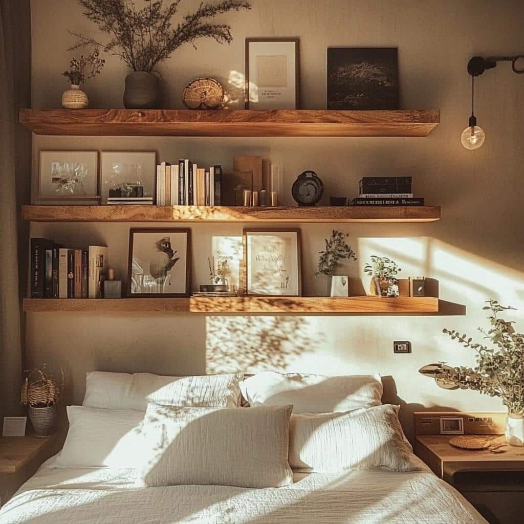 70 Inspiring Ideas for Wooden Shelves to Enhance Your Bedroom Decor