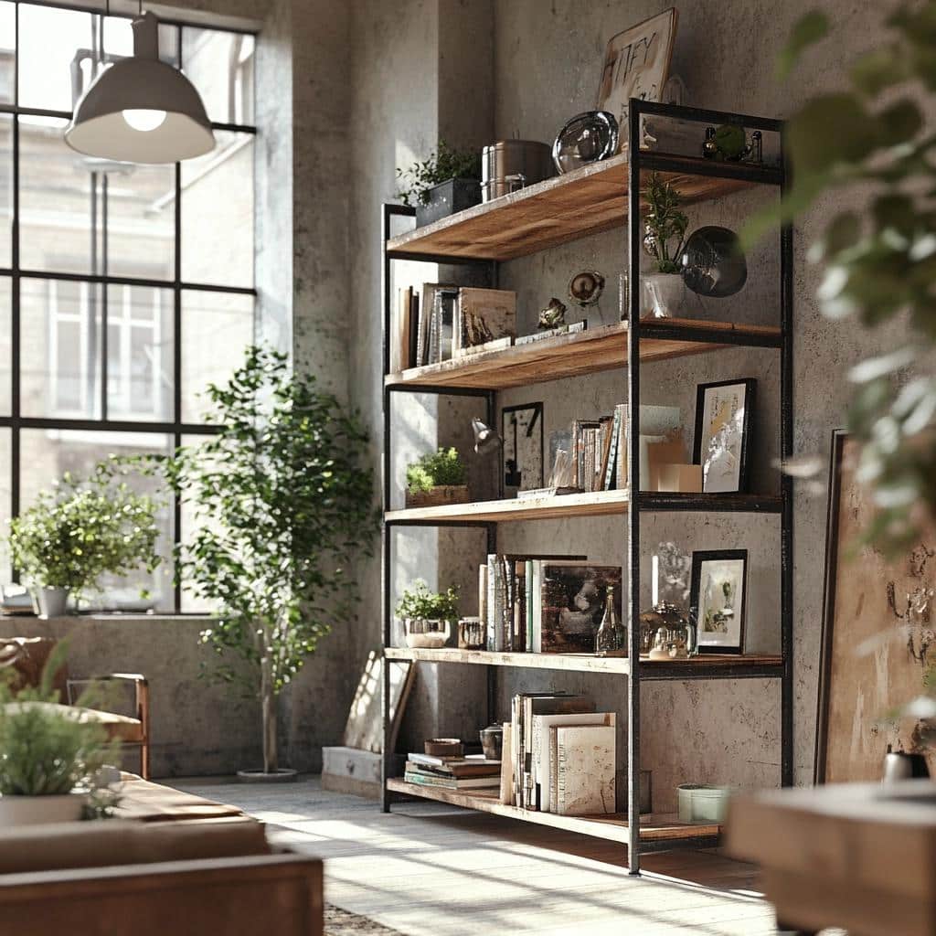 40 Industrial Shelf Ideas for Stunning Decoration 6 40 Fotos de Prateleira Industrial para uma Decoração Surpreendente