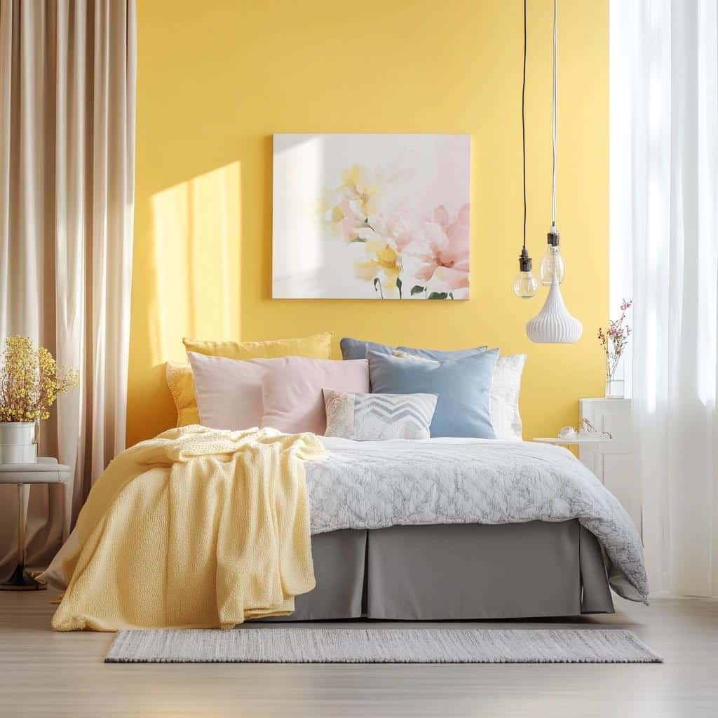 60 Yellow Bedroom Models to Create a Cozy Atmosphere 8 60 Modelos de Quartos Amarelos para Decorar com Estilo