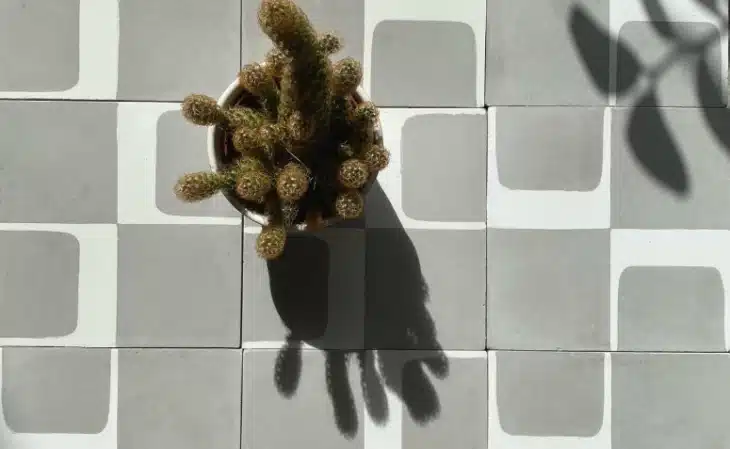 Ladrilho hidráulico em ambiente moderno.