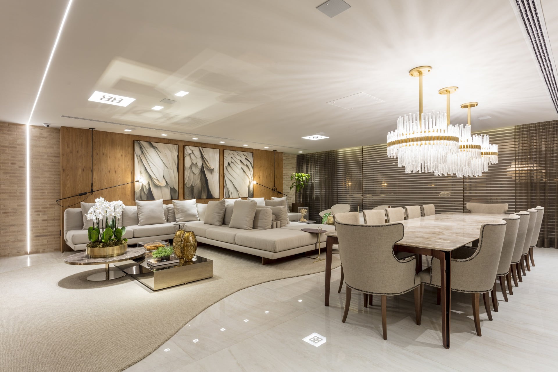 Travertine Porcelain Tile: A Timeless Beauty 9 Sala de estar e jantar integradas, em estilo clássico