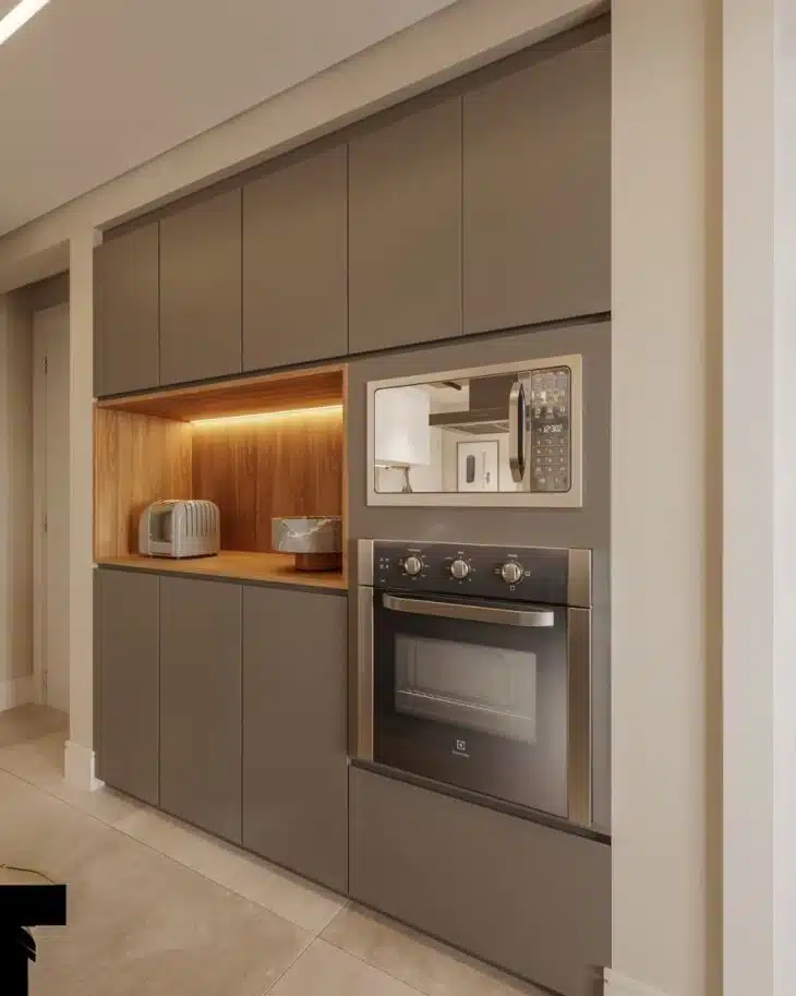 70 Gray Kitchen Cabinet Options for a Sophisticated Organization 9 Sugestão de uso do cinza na decoração da cozinha.
