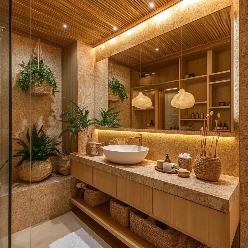 Wood-Themed Bathroom: 60 Ideas to Transform Your Space 6 Banheiros Amadeirados: 60 Ideias Criativas