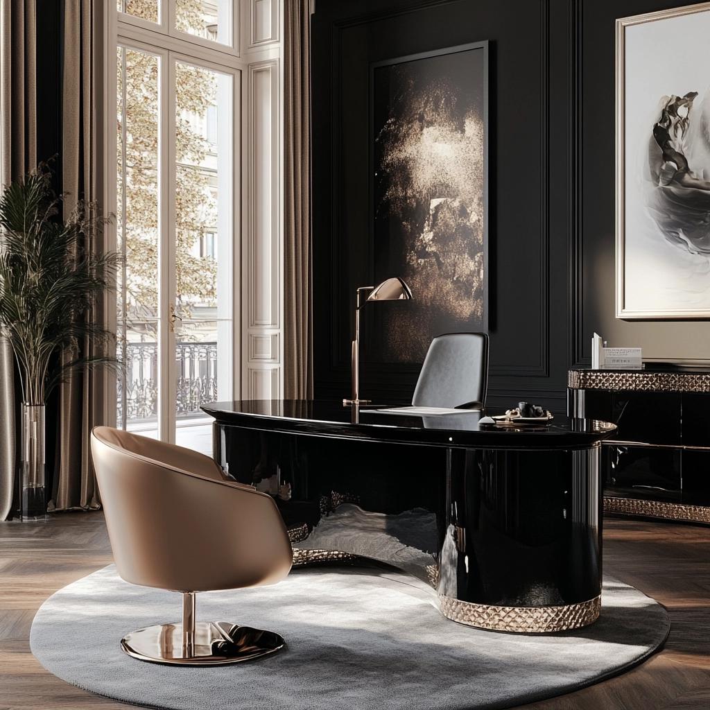 60 Models of Black Desks to Personalize Your Home Office 6 Escrivaninha Preta: 60 Modelos que Transformam Seu Home Office