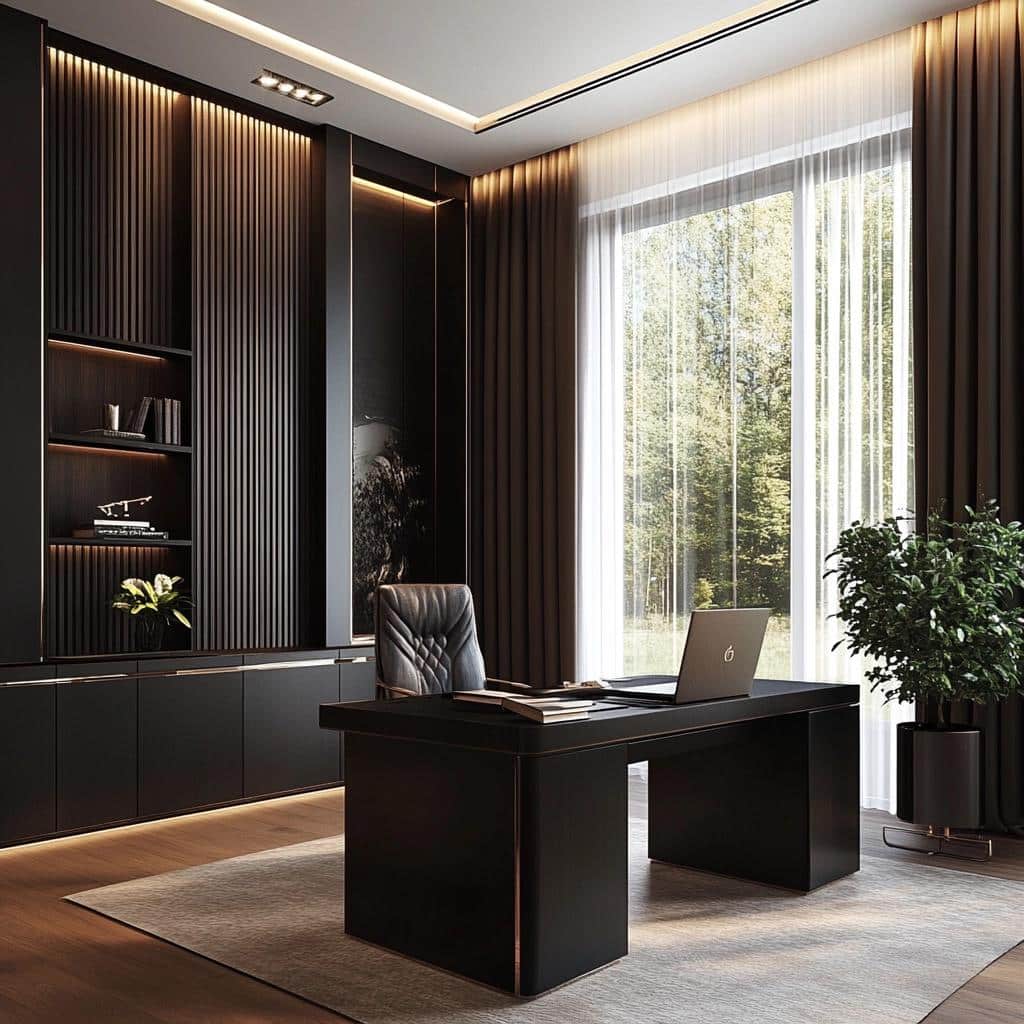 60 Models of Black Desks to Personalize Your Home Office 8 Escrivaninha Preta: 60 Modelos que Transformam Seu Home Office