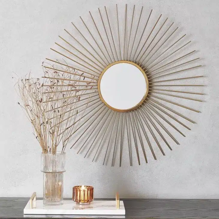 30 Sun Mirror Designs to Brighten and Decorate Your Space 2 Espelho sol em formato circular