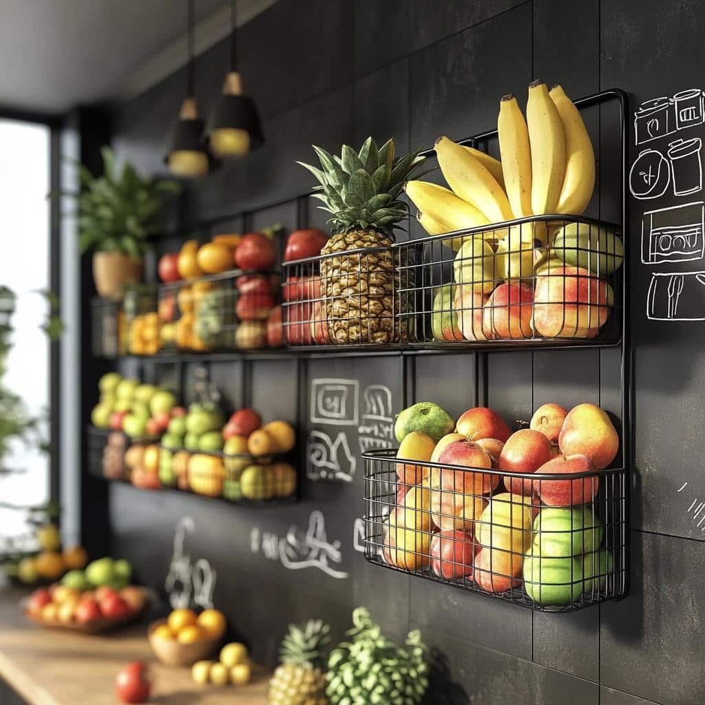 Wall-Mounted Fruit Bowl: Enhance Your Kitchen Decor with Freshness 1 Fruteira de parede: exiba a beleza das frutas na decoração