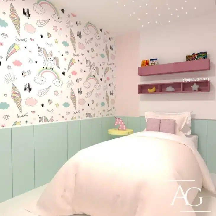 Unicorn Room: A Magical Space Transformation Guide 2 quarto de unicórnio decorado com tecidos legais
