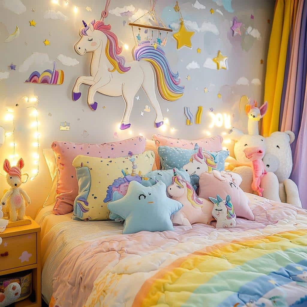Unicorn Room: A Magical Space Transformation Guide 8 Como Decorar um Quarto de Unicórnio: Ideias e Inspirações