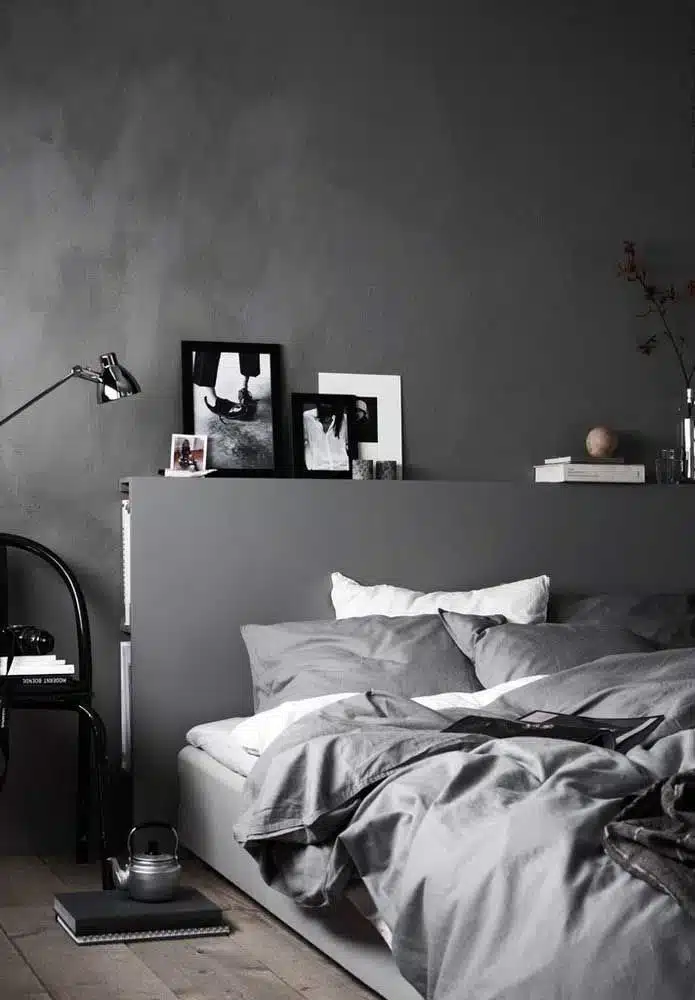 Elegant Gray Bedroom: 12 Stylish Ideas to Transform Your Space 2 Quarto cinza com preto.