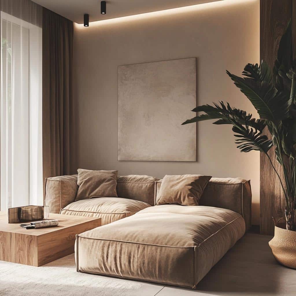 70 Timeless Ideas for Using Suede Color in Home Decor 8 Como usar a cor camurça de forma atemporal na decoração