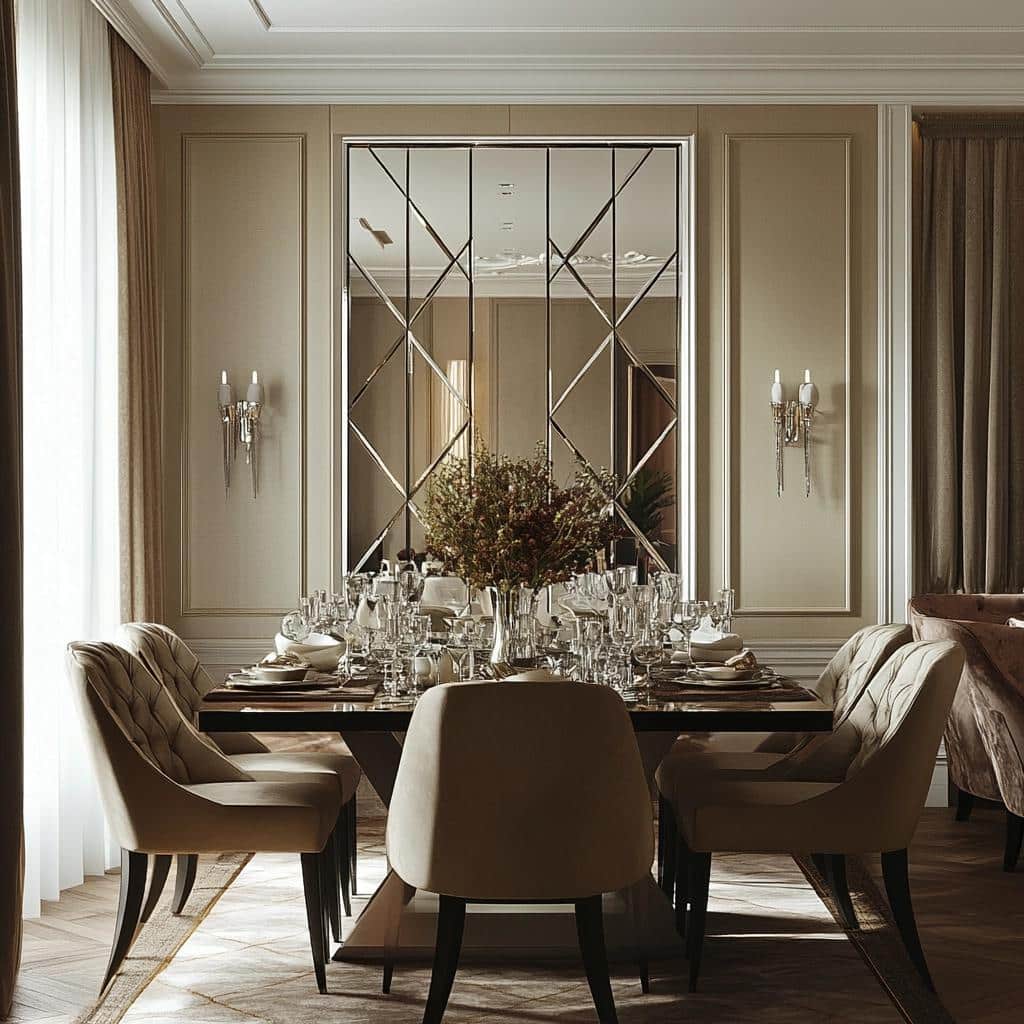 60 Mirror Designs for Dining Rooms That Amplify Elegance 1 60 modelos de espelho para sala de jantar que duplicam a elegância