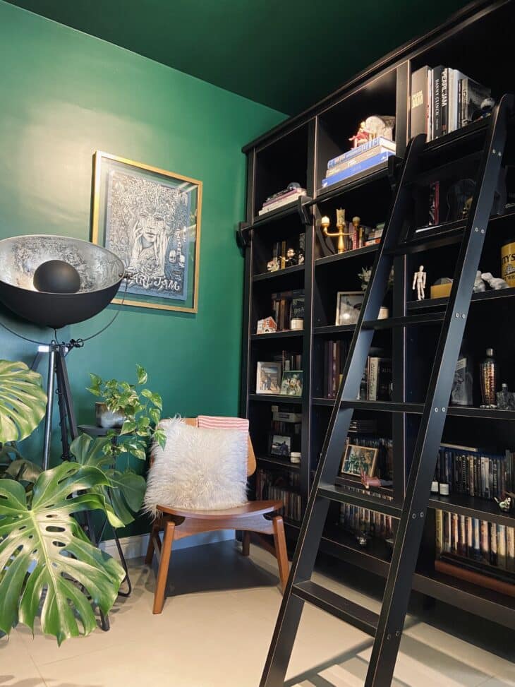 Estante de livros com design elegante.