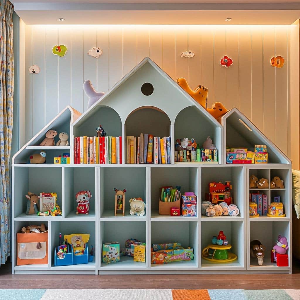 75 Creative Ways to Organize Playtime with a Toy Shelf 1 Estante para brinquedos: 75 formas de brincar sem bagunçar