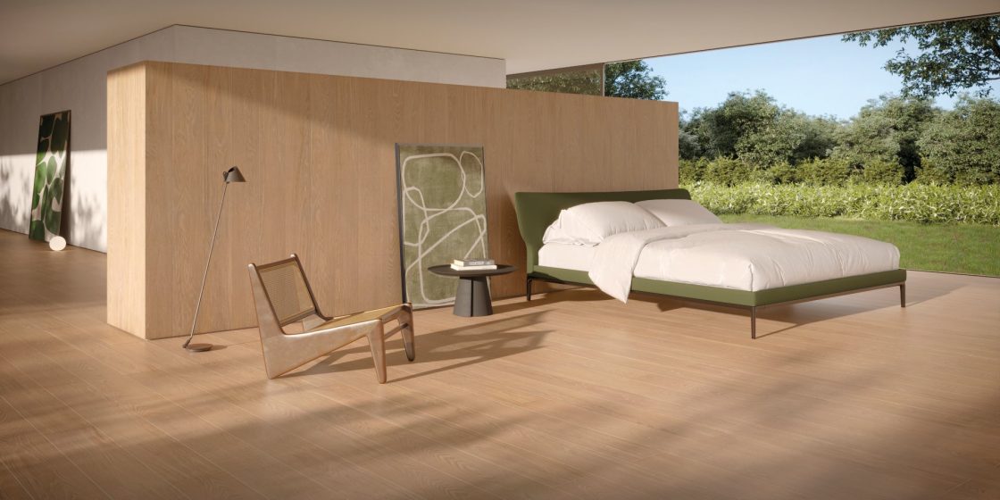 Madeira é ideal para dar a sensação de aconchego típica de um quarto (Projeto: Portobello S.A.)