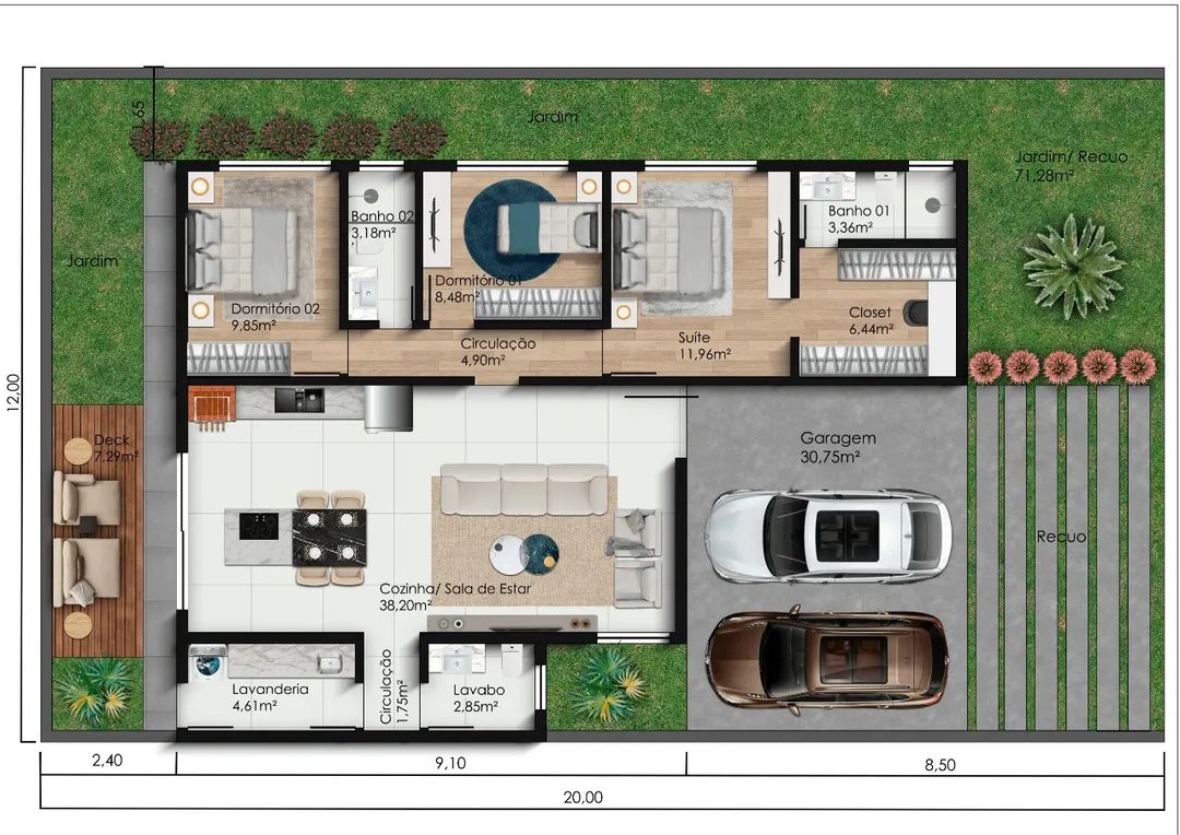 Imagem de uma casa com piscina