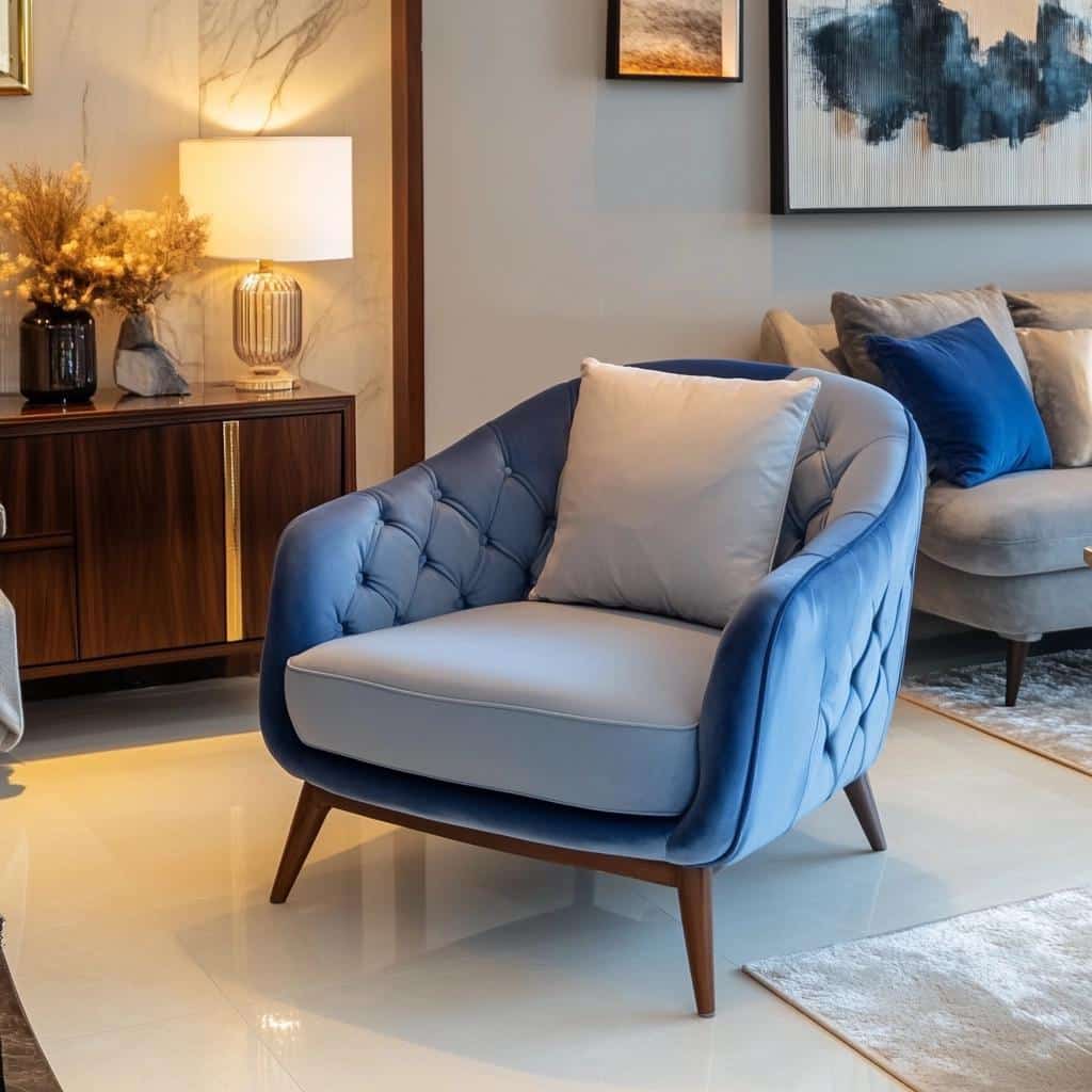 65 Stunning Blue Chair Designs to Enhance Your Home Decor 8 65 Modelos de Poltrona Azul para Ampliar o Conforto na Decoração