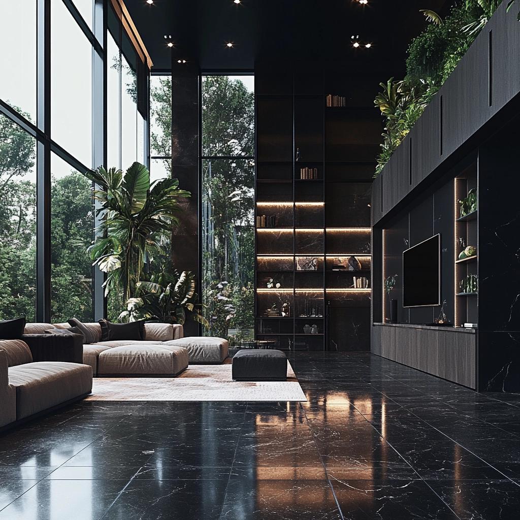 45 Sophisticated Spaces with Black Porcelain Tile 4 45 Ambientes Com Porcelanato Preto Que São Sofisticados