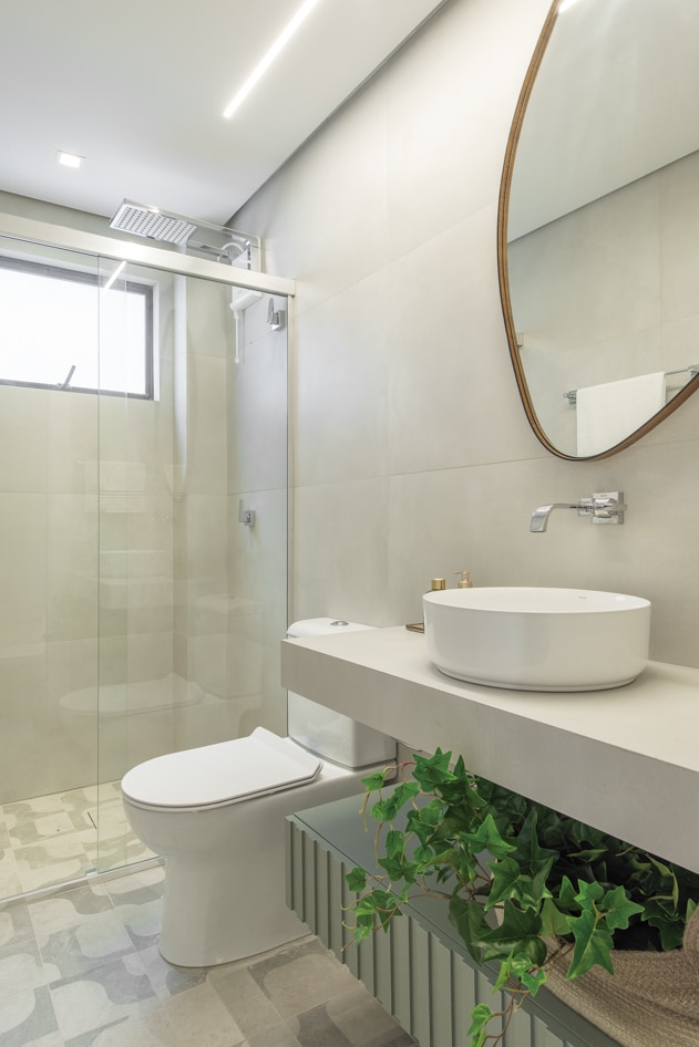 Estampas são possíveis por meio do processo de esmaltação do porcelanato (Projeto: It's Arq)