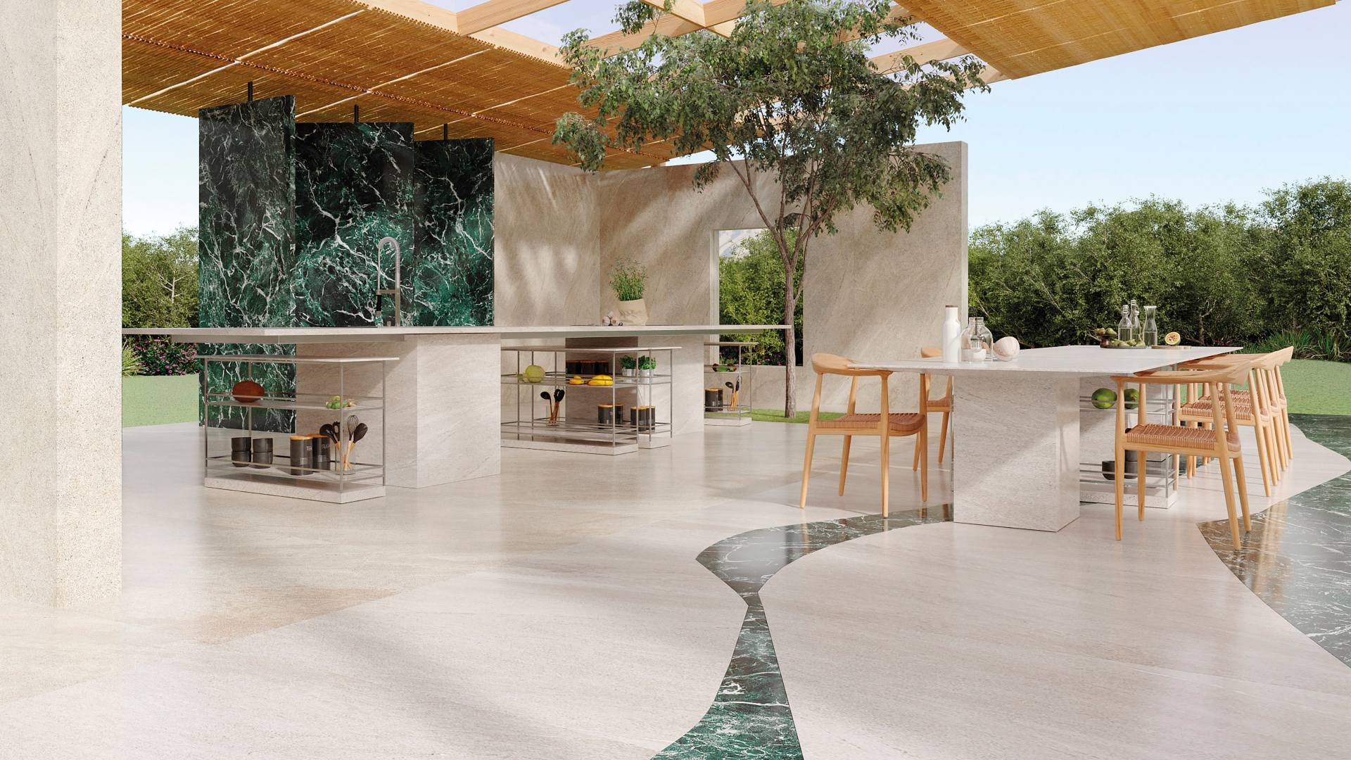 O projeto do chef Alex Atala para a Portobello comprova a versatilidade do porcelanato, aplicado no piso, paredes e bancada (Projeto: Alex Atala e Portobello)