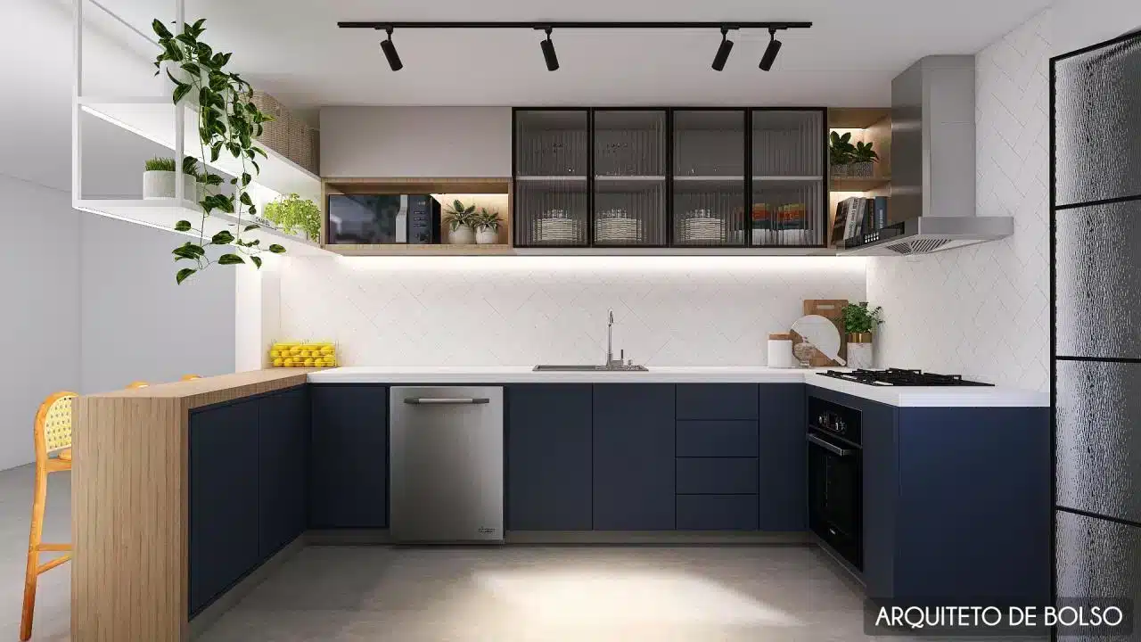 Stunning Kitchen Counter Ideas for Your Home 10 Balcão de cozinha em L, aproveitando melhor o espaço e facilitando a interação.