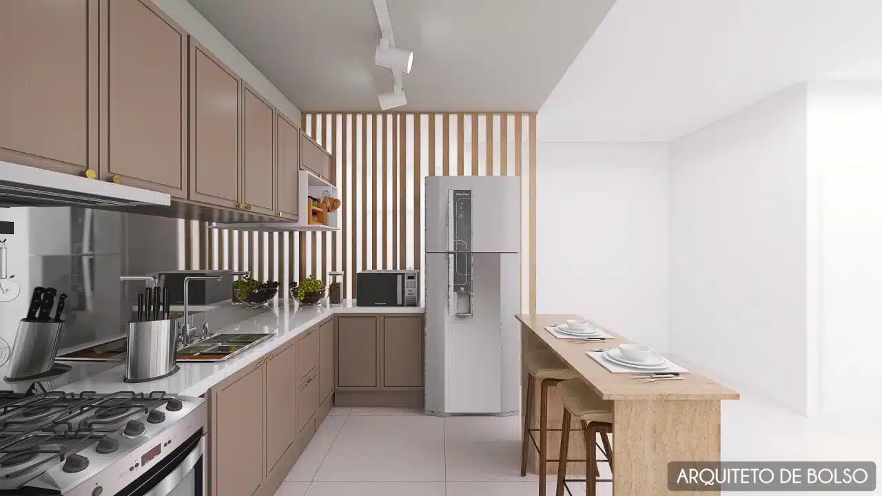 Stunning Kitchen Counter Ideas for Your Home 2 Balcão de cozinha com um belo revestimento em pedras, trazendo rusticidade ao ambiente.