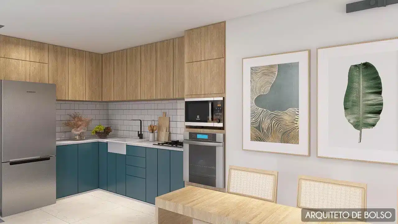 Stunning Kitchen Counter Ideas for Your Home 5 Balcão de cozinha integrado à sala, com decoração minimalista e natural.