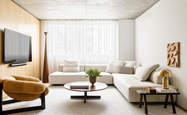 120 Ideas to Transform Your Living Space with Stylish Decor 9 Decoração minimalista, com design clean e cores neutras, enfatizando a funcionalidade.