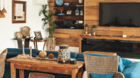 Decoração rústica com elementos naturais