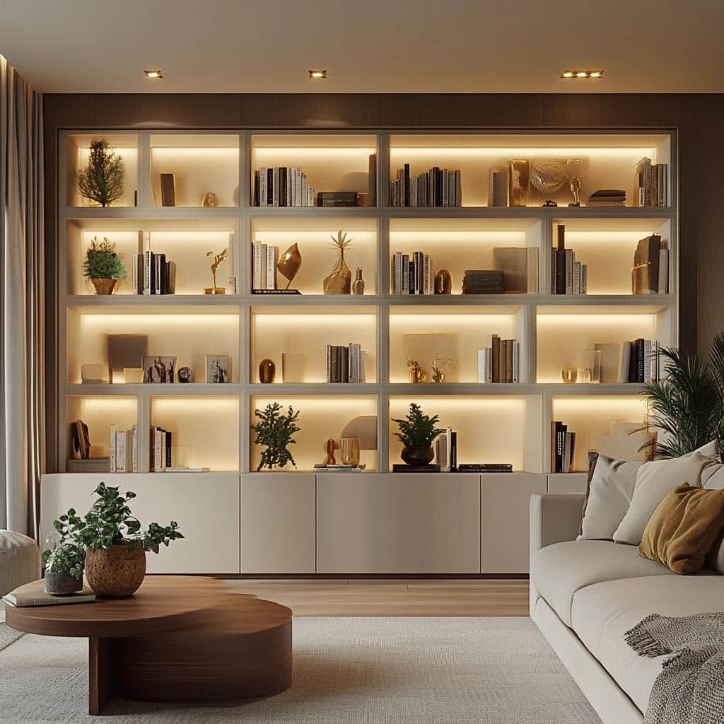 40 Inspirational Gypsum Shelves for Your Living Room 1 40 FOTOS DE ESTANTE DE GESSO PARA SALA PARA VOCÊ SE APAIXONAR