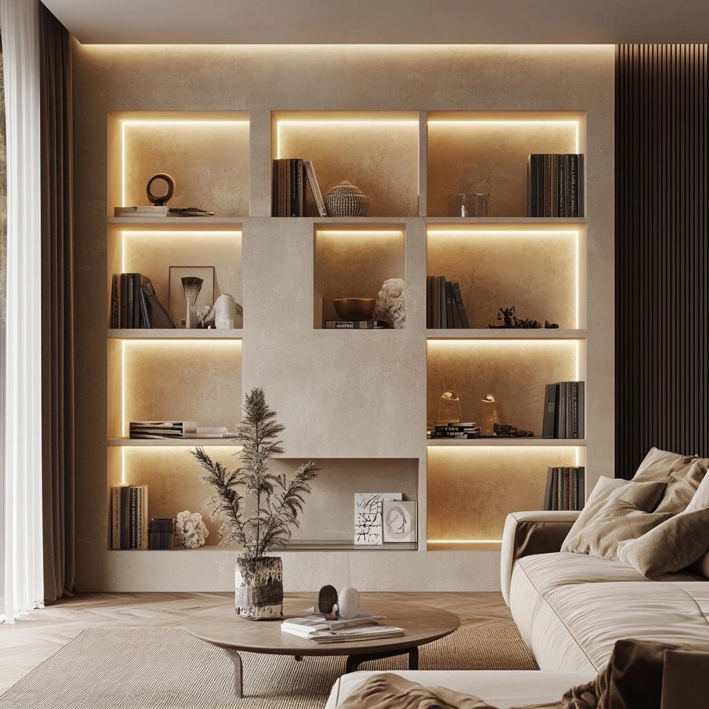 40 Inspirational Gypsum Shelves for Your Living Room 8 40 FOTOS DE ESTANTE DE GESSO PARA SALA PARA VOCÊ SE APAIXONAR