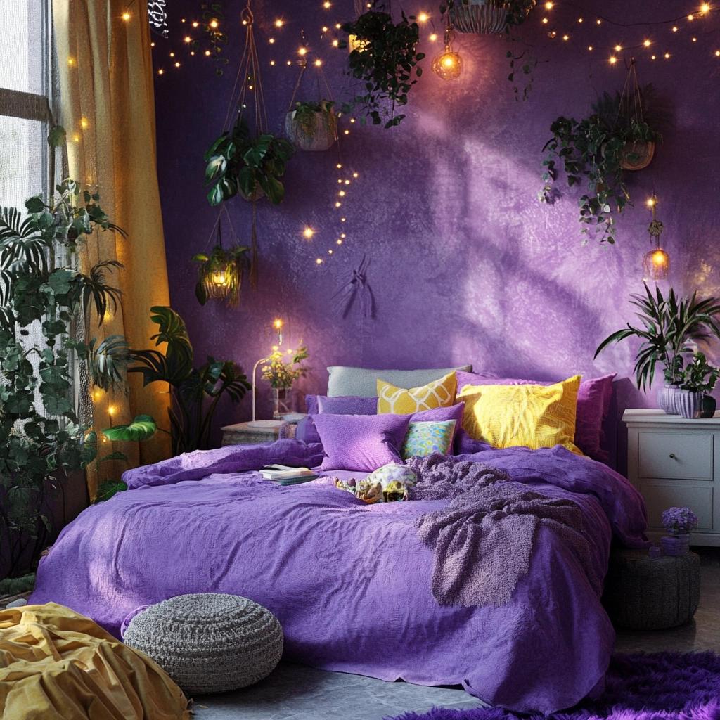 90 fotos de quarto roxo para usar toda a magia da cor